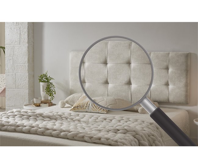 Cabecero Capitone Tela Antimanchas 112 Blanco