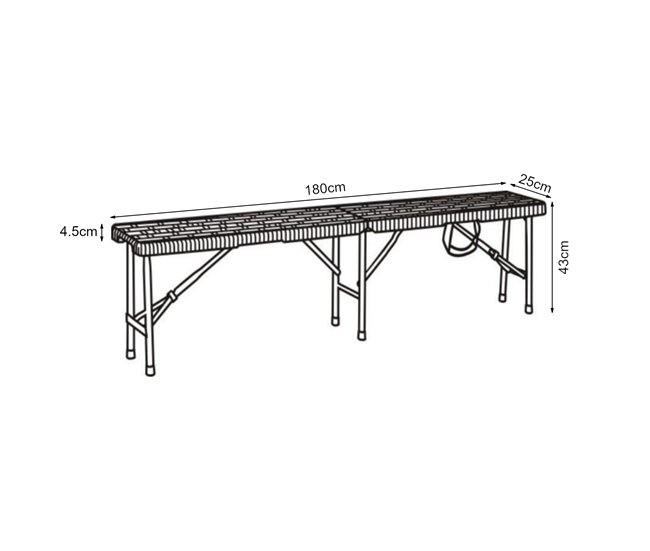 Banco plegable Mark para 4 personas metal/plástico Negro