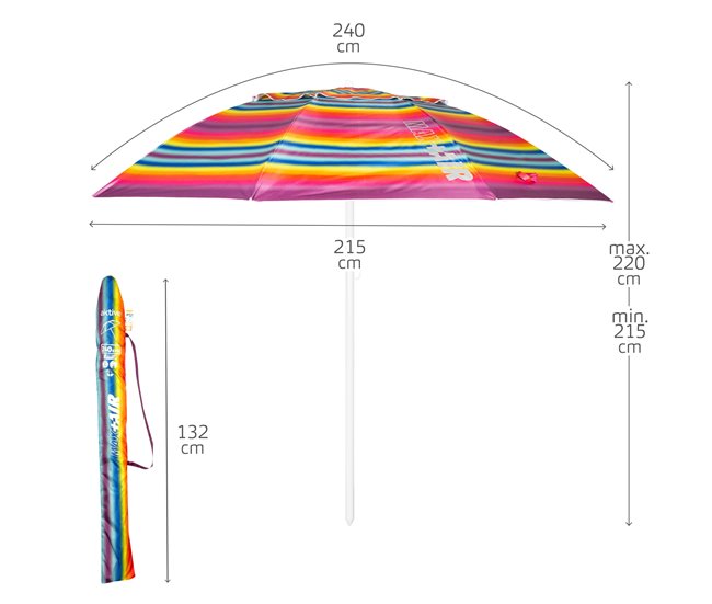 Aktive Sombrilla playa antiviento 8 varillas rayas Multicolor