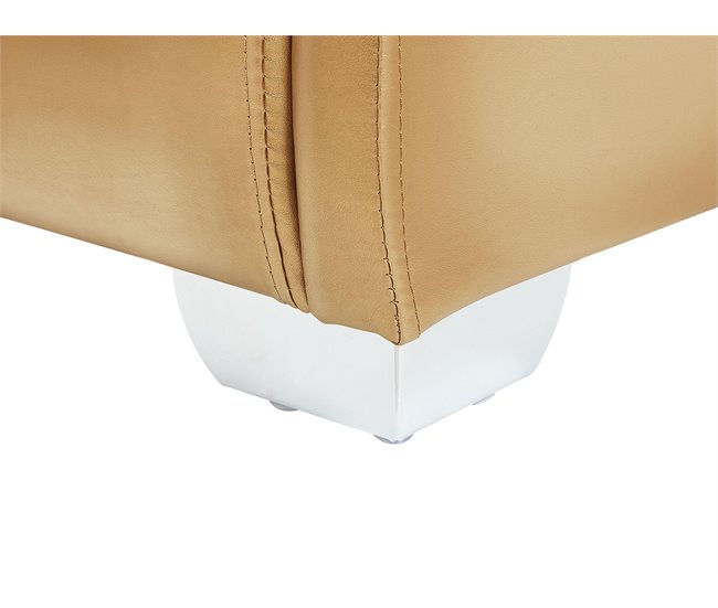Beliani Cama LED Piel PARIS 195x228 Dorado