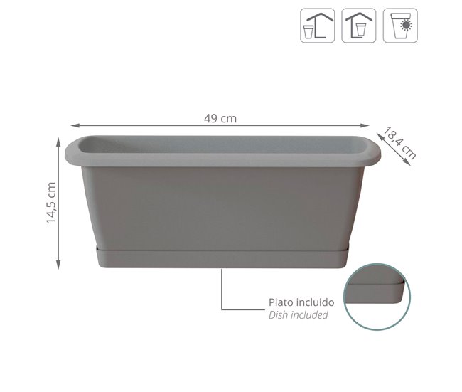 Jardinera Respana Con Soporte Gris Claro