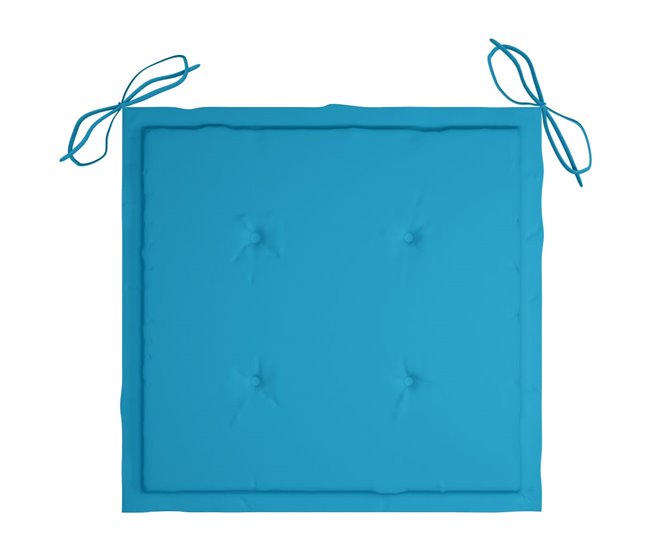 4 Sillas de jardín plegables de madera con cojines Azul