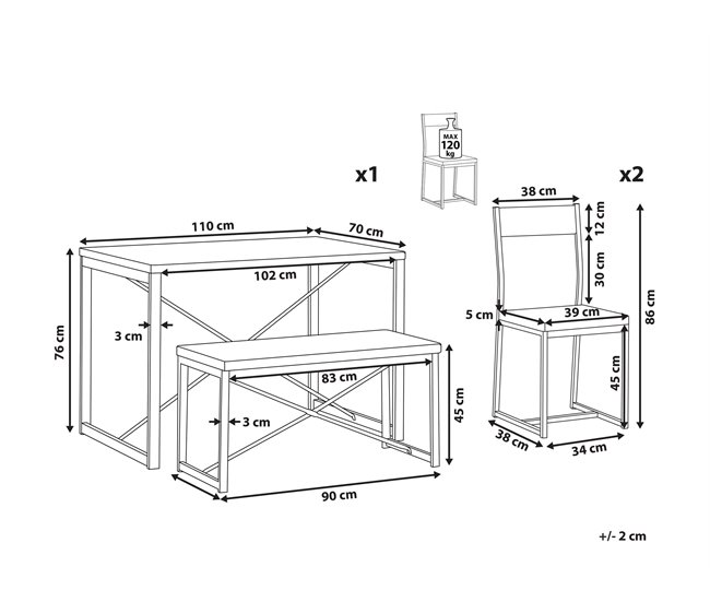Beliani Conjunto de comedor FLIXTON Marron