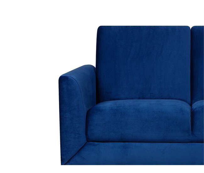 Beliani Sofá de 2 plazas Terciopelo FENES Azul Marino