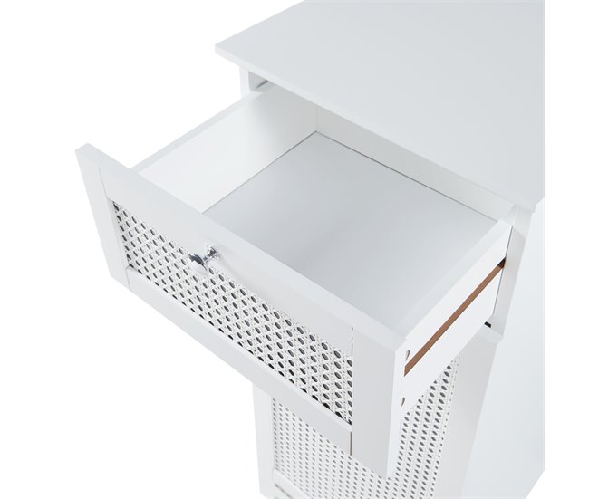 Mueble para ropa sucia Karlsøy con cesto extraíble MDF Blanco