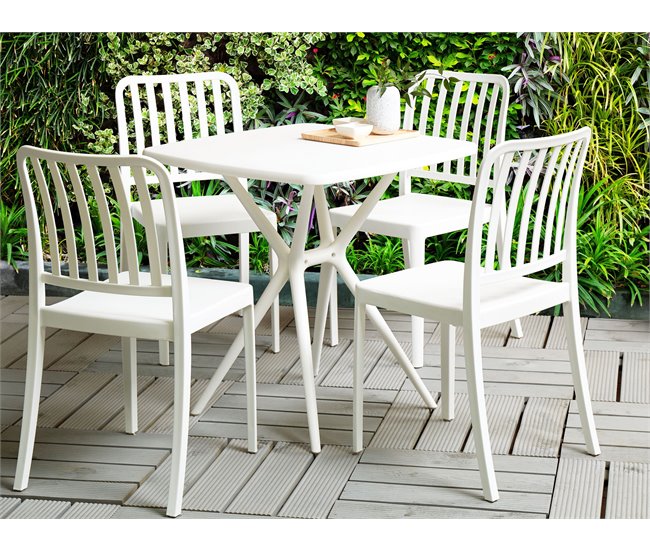 Beliani Conjunto de comedor SERSALE Blanco