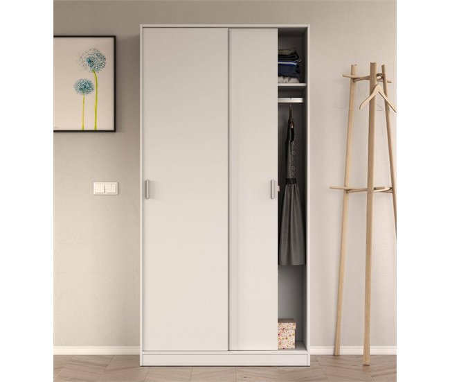 Armario 2 puertas efecto madera 100 Blanco
