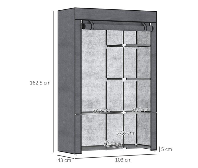 Armario de Tela Tela no Tejido, Acero HOMCOM Gris