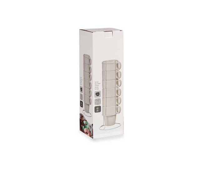 Set 6 tazas porcelana apilable 36 colección VESSIA Blanco
