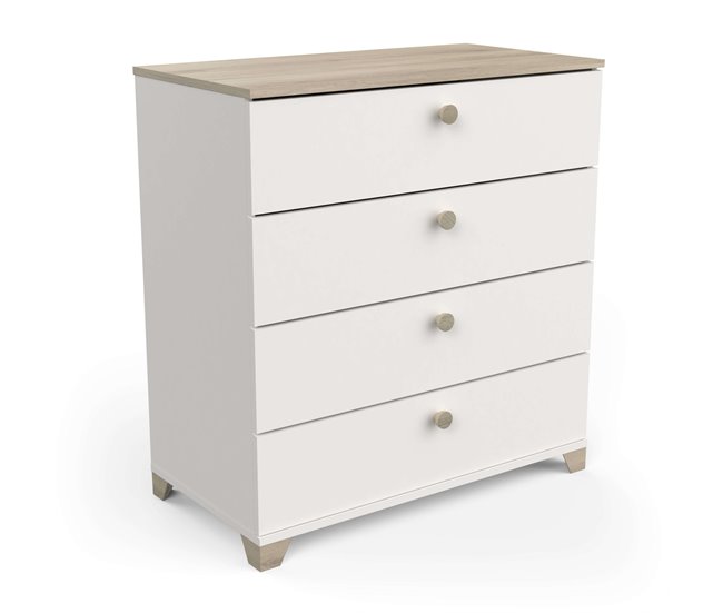 Dormitorio Completo Izzy: Cama, Cómoda y Mesitas Blanco/ Madera