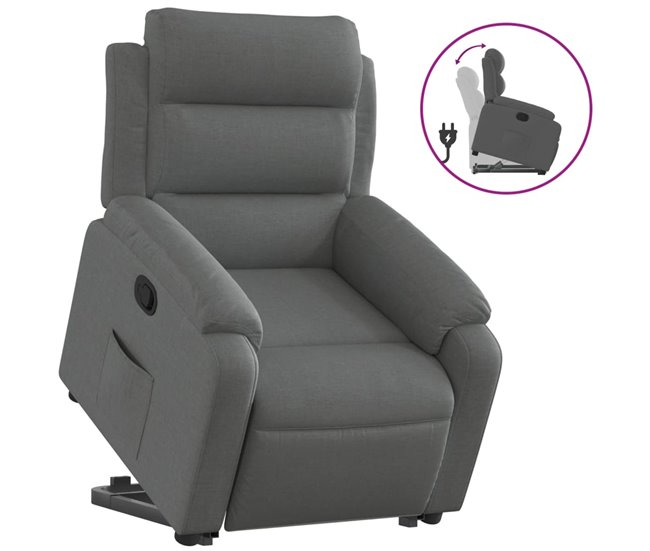 Sillón Elevable Reclinable Gris Oscuro