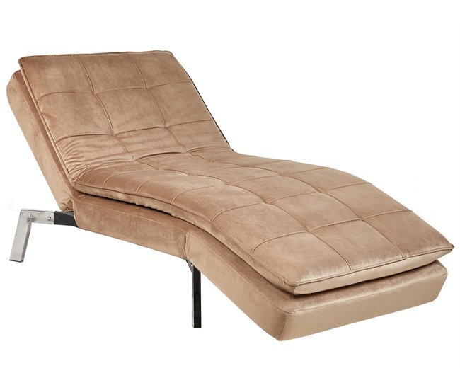 Beliani Chaise longue Terciopelo LOIRET Marron Claro