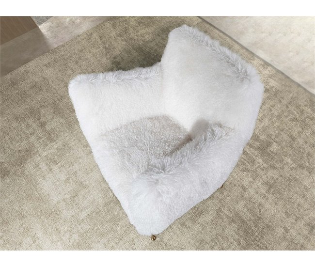 ANGEL CERDA Sillón tela pelo largo blanco Dorado