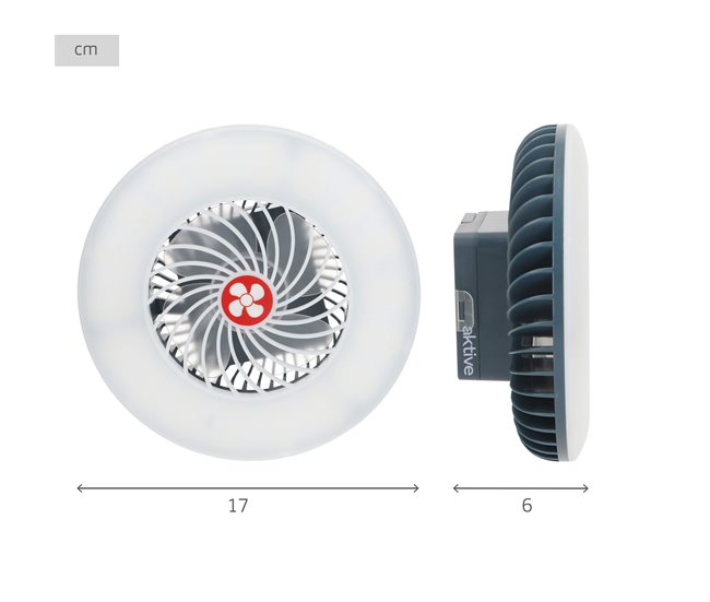 Aktive lámpara LED portátil recargable con ventilador y cargador USB Blanco