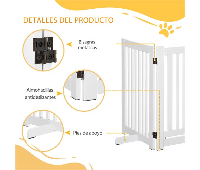 Barrera para Perros MDF PawHut, mascotas - accesorios para perros Blanco