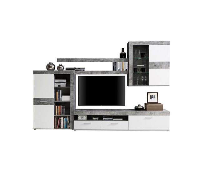 Mueble de salón AKRON Blanco/ Gris