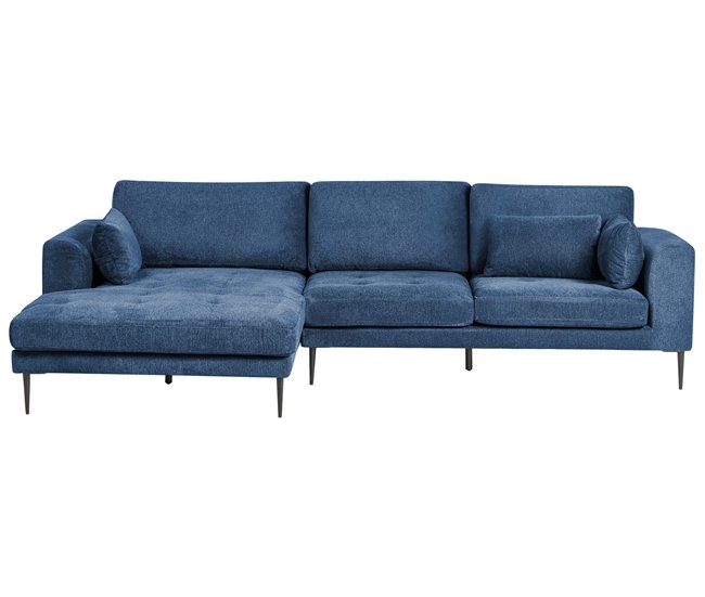 Beliani Sofá esquinero Poliéster FLAM Azul