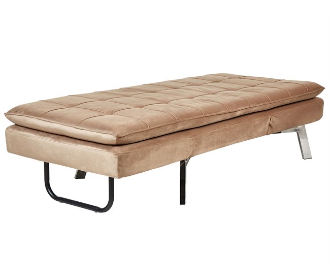 Beliani Chaise longue Terciopelo LOIRET Marron Claro