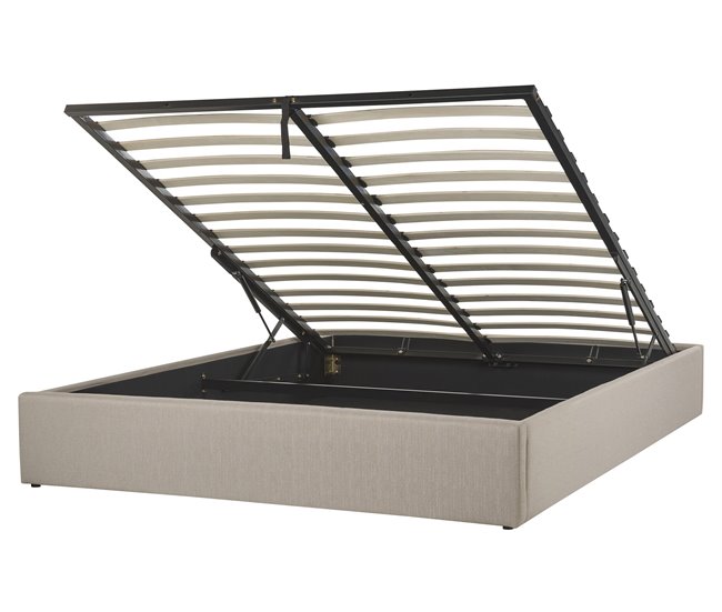 Beliani Cama con somier Poliéster DINAN 167x214 Beige