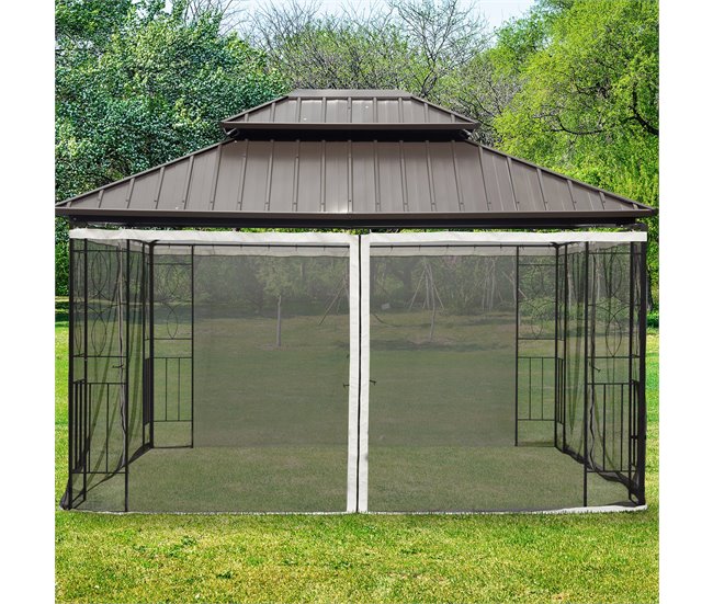 4 Paneles Laterales de Mosquitera para Carpa Poliéster, Nylon 335x0 Negro