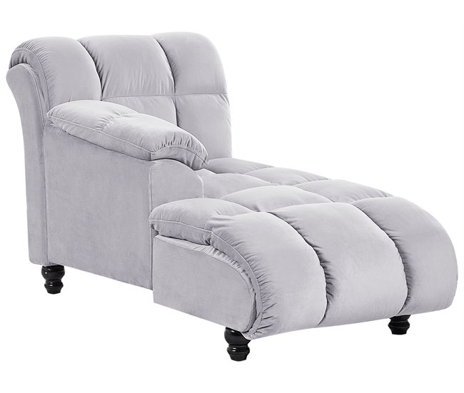 Beliani Chaise longue Terciopelo LORMONT Gris Claro