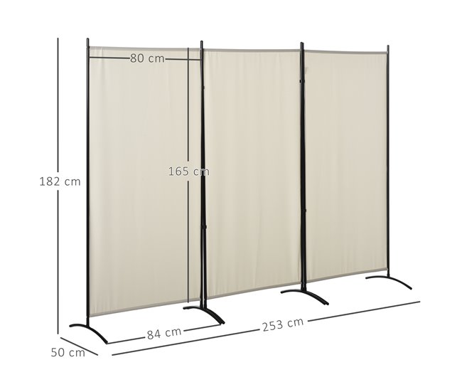 Biombo Metal, Poliéster HOMCOM, hogar - decoración Beige