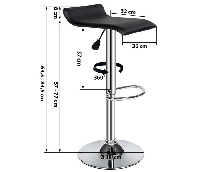 2 taburetes de bar Negro