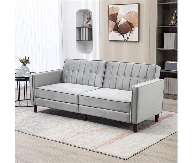 Sofá Cama Terciopelo HOMCOM, hogar - muebles de salón Gris