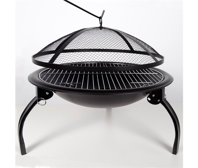 Brasero exterior portátil c/parrilla y rejilla antichispas Aktive Negro