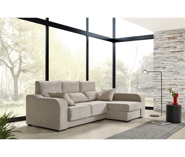 Sofá Chaiselongue Zafiro 3 Plazas Tela Derecha Beige