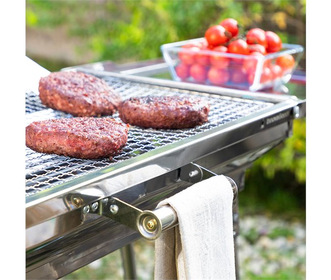 Barbacoa Plegable de Acero Inoxidable para Carbón Gris
