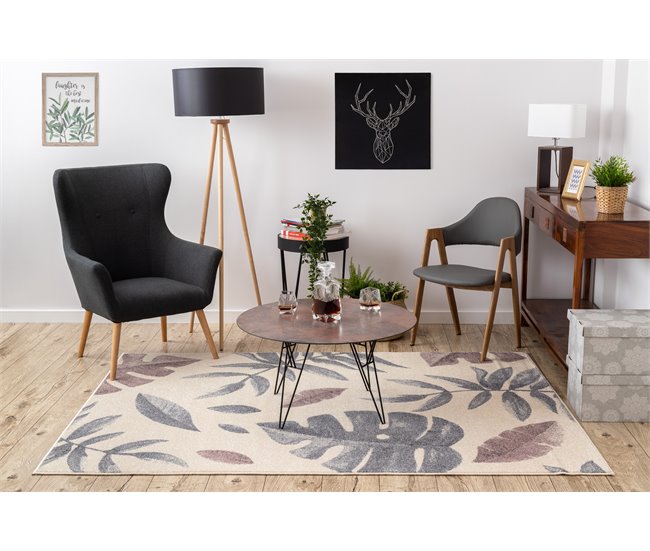 Alfombra HEOS 78428 Hojas de Monstera 120x170 Crema