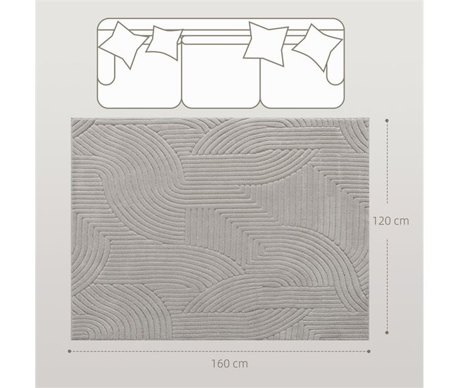 Alfombra para Salón Poliéster HOMCOM, hogar - decoración Gris