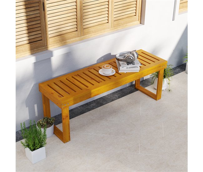 Banco de Jardín Madera de Pino Outsunny Marron