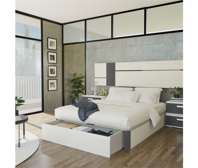 Canapé Luxury Max 3D 150x190 Blanco/ Gris