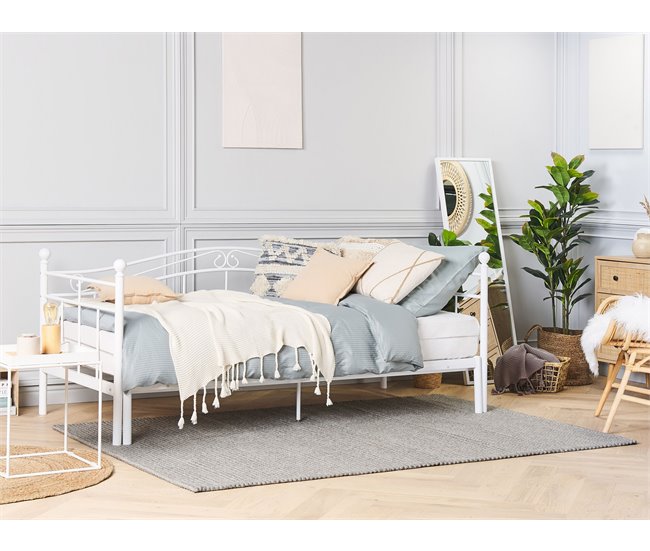 Beliani Cama con somier Metal TULLE 92x209 Blanco