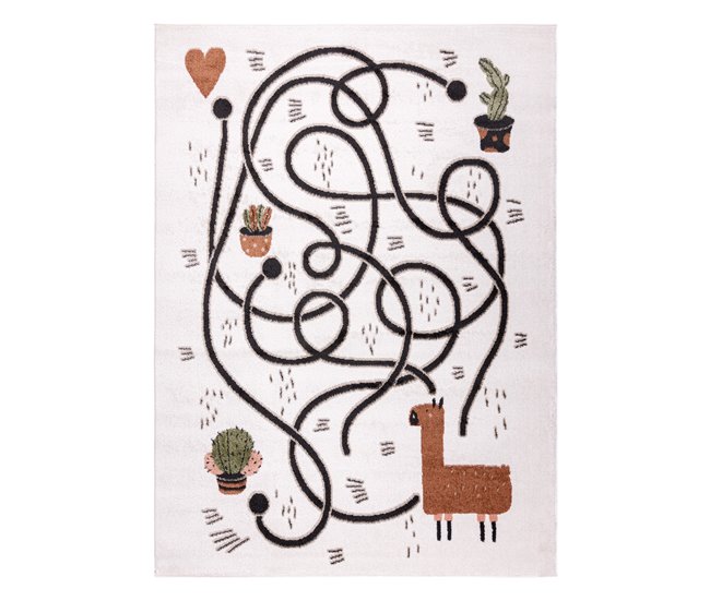 Alfombra FUN Game para niños juego de llama 140x190 Crema