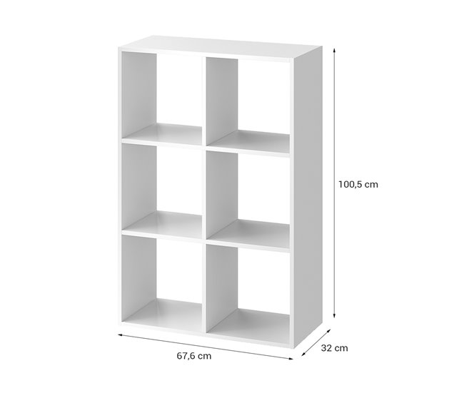 Acomoda Textil – Estantería para Pared y Suelo. (6 Cubos) 67 Blanco