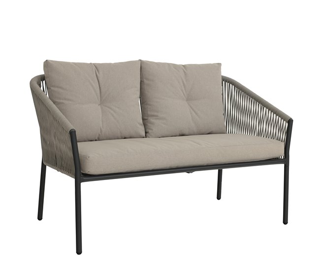 Set jardín MIKA sofá 2 plazas, 2 sillones y mesa de centro Beige