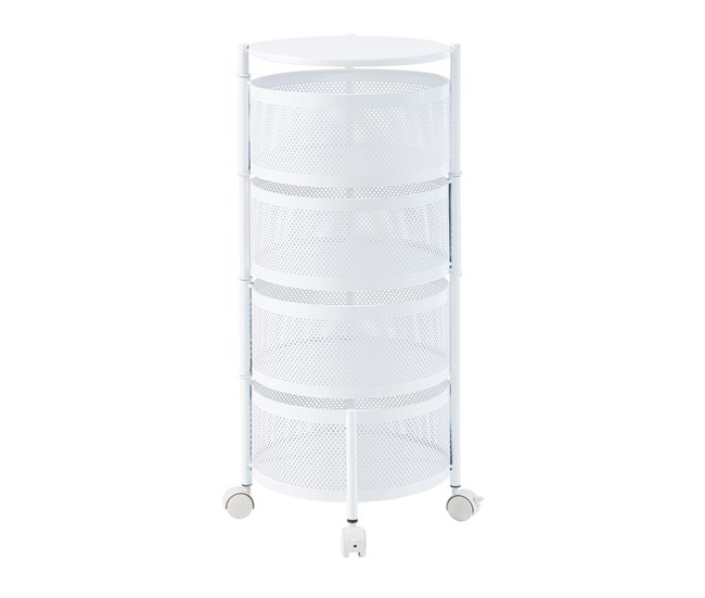 [en.casa] Carrito de cocina Steigen con 4 cestas redondas acero 33 Blanco