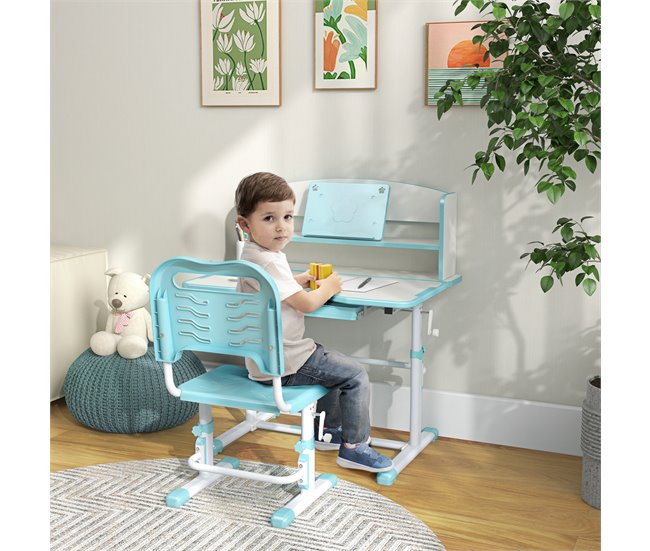 Pupitre Infantil PP, MDF, Acero ZONEKIZ 54x80 Azul