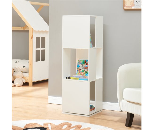 Estantería giratoria Fjelmarirg de 3 niveles MDF [en.casa] Blanco