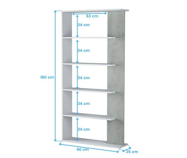 Pack 4 Estanterías Modernas para Salón Comedor Blanco/ Gris