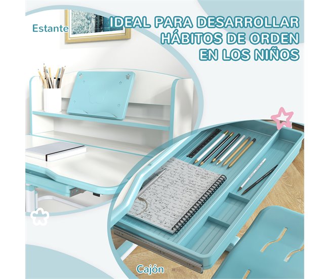 Conjunto para Niños MDF, Acero ZONEKIZ Blanco/ Azul