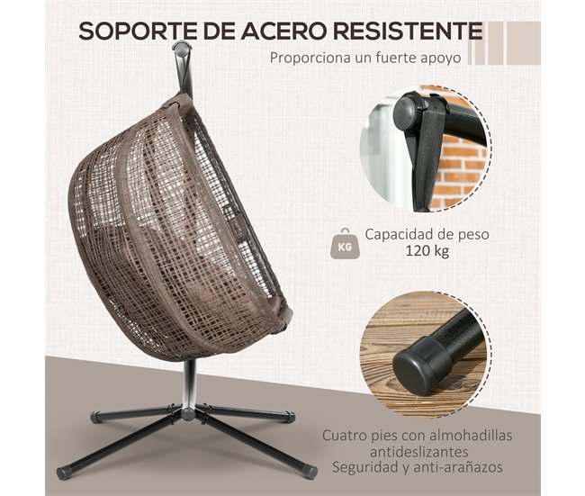 Silla Colgante Acero Marron