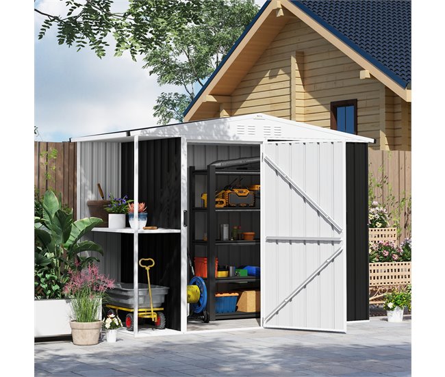 Caseta de Jardín Acero Galvanizado Outsunny Gris