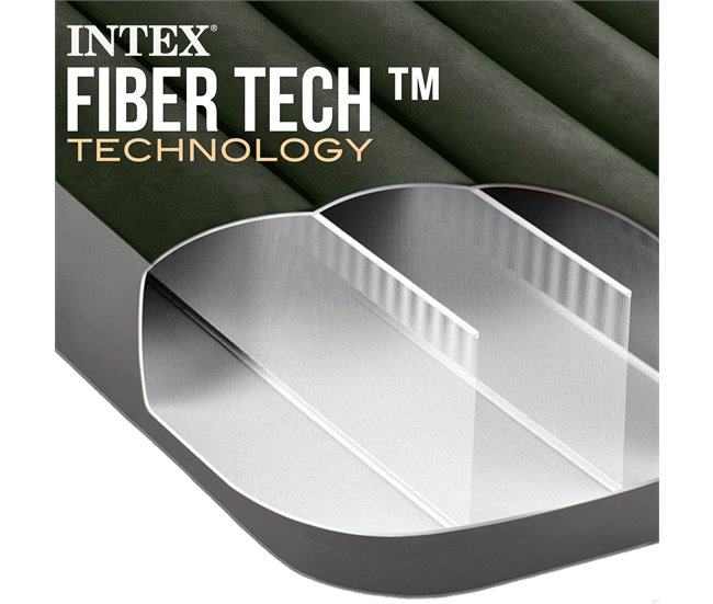 Colchón hinchable individual con hinchador y Fiber-Tech INTEX Verde