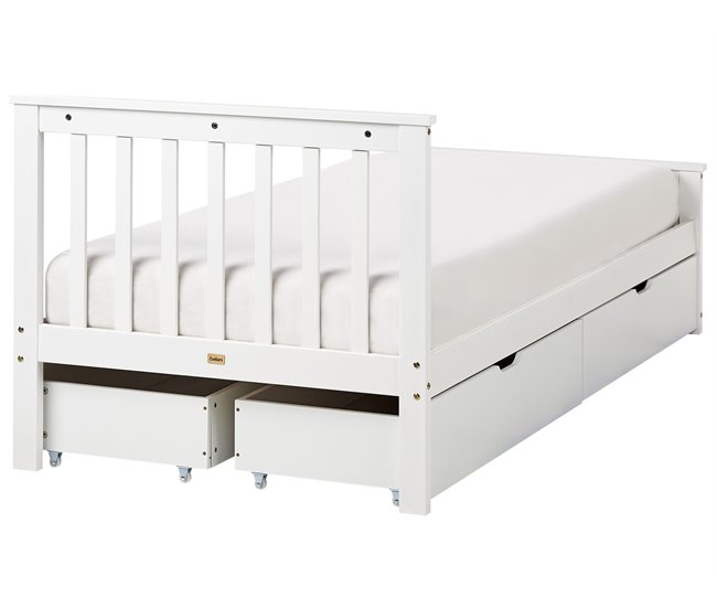 Beliani Cama con cajones Madera de pino OLENDON 99x206 Blanco