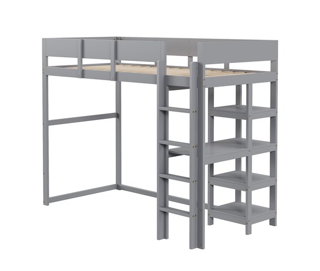 Cama alta para niños 96x204 Gris