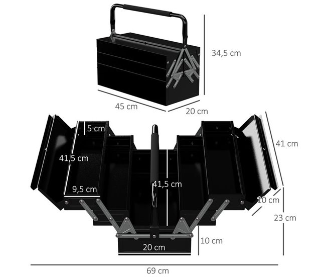 Caja de Herramientas Acero DURHAND Negro